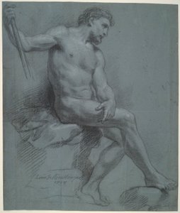 Ülő férfi akt a profilban alkotó: Louis de Boullogne the Younger