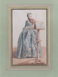 Hegedűn játszó nő, elölről nézve, kb. 1758-59.