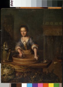 ""A szakács"" (A szakács) Fiatal szakács egy vidéki konyhában, káposztát készít. Louis de Moni (1698-1771) festménye Mikalojus Konstantinas Ciurlionis Szépművészeti Múzeum, Kaunas, Litvánia alkotó: Louis de Moni