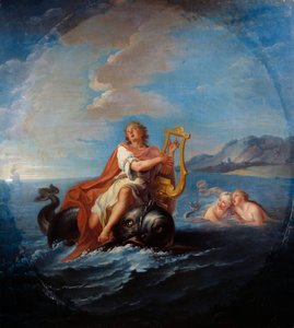 Arion lírát játszik. Arion de Methymne görög költő a Kr.e. 7. századból. Louis De Silvestre (1675-1760) festménye