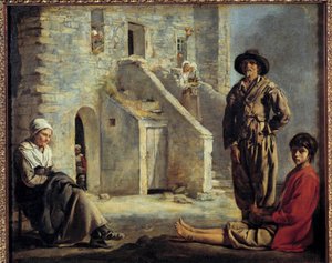 Parasztok a házuk előtt. Louis Le Nain (1593-1648) festménye
