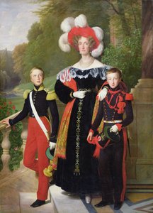 Marie Amelie of Bourbon-Sicile (1782-1866) és fiai, Orleans-i Henri (1822-97) Aumale hercege és Antoine (1824-90) Montpensier hercege, 1835