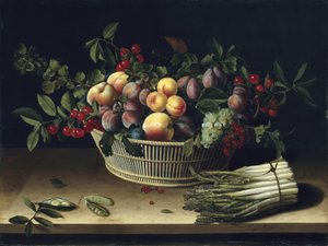 Csendélet egy kosár gyümölccsel és egy csokor spárgával, 1630