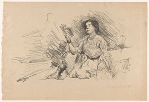 Lány olvas, ül a földön Lesendes Madchen alkotó: Lovis Corinth (signed by artist)