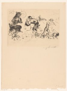 Szatírok, egy nimfa, egy faun és egy disznónyáj alkotó: Lovis Corinth (signed by artist)