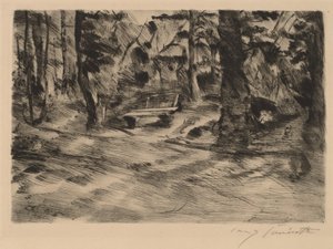 Bank im Walde II pad az erdőben II, 1917. alkotó: Lovis Corinth