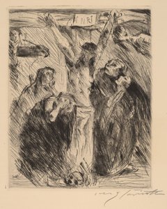 Keresztre feszítés, a tölzi oltárkép után alkotó: Lovis Corinth