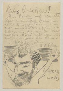Lovis Corinth Carl Strathmannnak: képeslap, 1903. január 16-i postabélyegző alkotó: Lovis Corinth