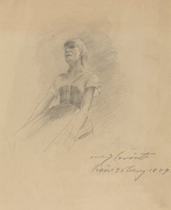 Ülő fiatal nő [recto], 1889. alkotó: Lovis Corinth