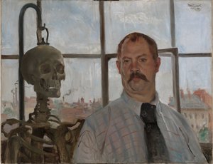 Önarckép csontvázzal alkotó: Lovis Corinth