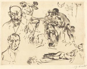 Vázlatok férfiakról, köztük Max Liebermanról alkotó: Lovis Corinth
