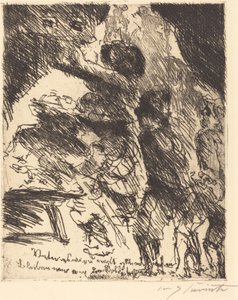 "Atyám, ez nem lesz jó, távol kell maradnunk a katonabandától" alkotó: Lovis Corinth