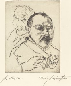 Vázlat két férfifejes önarcképről, 1915. alkotó: Lovis Corinth