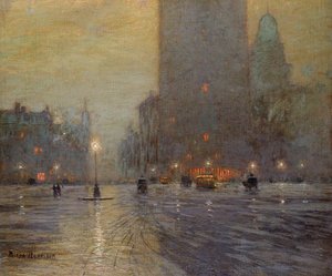Madison Square, Rainy Night (olaj, vászon)