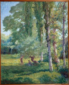 Pár a füvön egy nyárfa alatt Loys Prat festménye (1879-1934), XX. század. Olajfestmény. Donzere, Városháza.