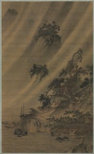 River Village in a Rainstorm, c. 1480-1507. alkotó: Lu Wenying