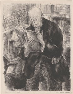 Férfi olvasó a könyvtárban alkotó: Luc Albert Moreau (signed by artist)