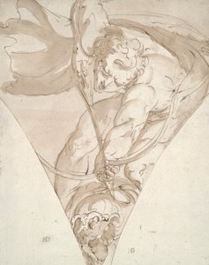 Apollo megöli a Pythont, tanulj egy spandrelt a Palazzo Antonio Doria-ban (Palazzo della Prefettura), Genova alkotó: Luca Cambiaso
