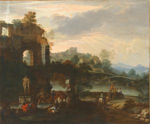 Capriccio a Farnese Herkulesszel. alkotó: Luca Carlevaris