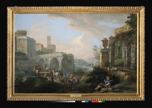Capriccio a Ponte Rottóval, 1714 körül (olaj, vászon) alkotó: Luca Carlevaris
