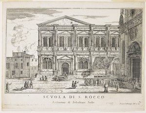 A St. Rocco Konfraternitás képe, tábla a Velence épületei és kilátásaiból, 1703, 1750-53
