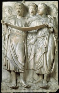 La cantoria vagy kórusban éneklő gyerekek – Márvány dombormű, Luca della Robbia (1400-1482 körül), Quattrocento