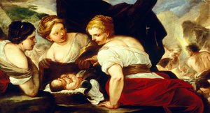 Cecrops lányai nyitható kosár Erichthonius babával, Luca Giordano (1634-1705), olaj, vászon, 76,5x133,5 cm alkotó: Luca Giordano