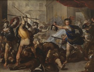 Perseus Phineast és követőit Stone-ra fordítja, az 1680-as évek eleje alkotó: Luca Giordano