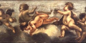 Putti disporting (papír, vászon) (központi részlet) (lásd még: 67091-94) alkotó: Luca Giordano