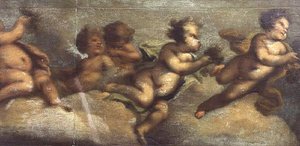 Putti disporting (papír, vászon) (bal oldali részlet) (lásd még: 67087-90) alkotó: Luca Giordano