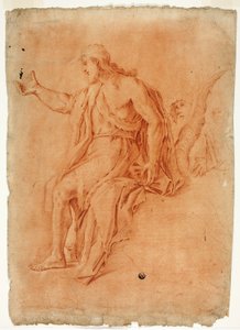 Keresztelő Szent János igehirdetés (recto); Férfi akt felemelt karokkal és fejvázlatokkal (fordítva) alkotó: Luca Giordano