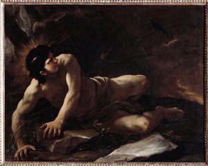 Szent Benedek megkísértése, aki beleveti magát, hogy elkerülje a kísértéseket) Luca Giordano festménye (1634-1705) Museo dell