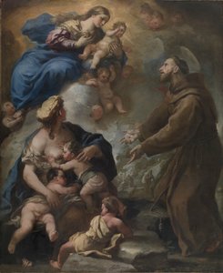 A Szűzanya és a Gyermek megjelenése Assisi Szent Ferencnek alkotó: Luca Giordano