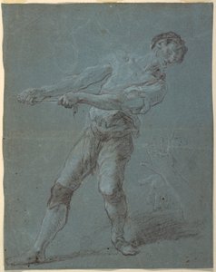 Fiatal férfi kötelet húz alkotó: Luca Giordano