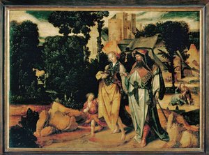 Hagart elküldik (festmény tölgyfára) alkotó: Lucas Cornelisz