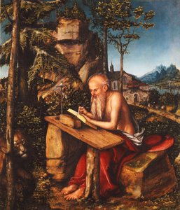 Szent Jeromos írás sziklás tájon, 1515 körül