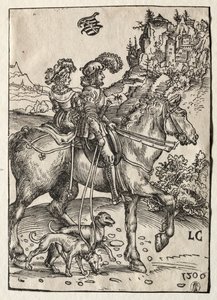 Egy úriember és egy hölgy lovagol a hajszában, 1506. alkotó: Lucas Cranach the Elder