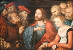 Krisztus és a házasságtörő nő alkotó: Lucas Cranach the Elder