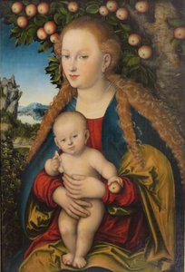 Német: Madonna und Kind unter dem Apfelbaum Madonna és gyermeke az almafa alatt / The Virgin and Child under dem Apfelbaum alkotó: Lucas Cranach the Elder