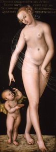 Német: Venus und Amor als Honigdieb Vénusz és Ámor mézet lopnak alkotó: Lucas Cranach the Elder