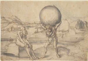 Herkules megkönnyebbülése a Földgömb atlasza alkotó: Lucas Cranach the Elder