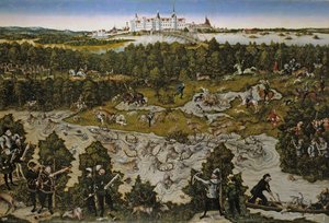 Vadászat I. Ferdinánd császár tiszteletére a Torgau-kastélyban alkotó: Lucas Cranach the Elder