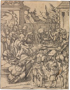 Szent Bertalan mártíromsága. A tizenkét apostol mártíromsága című sorozatból c. 1520. alkotó: Lucas Cranach the Elder