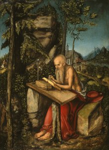 Szent Jeromos egy sziklás tájon alkotó: Lucas Cranach the Elder
