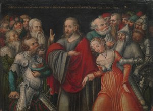 Krisztus és a házasságtörőnő, kb. 1545-50. alkotó: Lucas Cranach the Younger