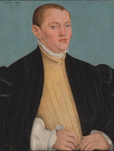 Német: Bildnis eines jungen Mannes Egy fiatal férfi portréja alkotó: Lucas Cranach the Younger