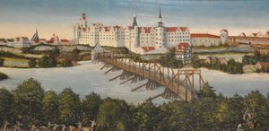 Német: Johann Friedrich választófejedelem szarvasvadászata Johann Friedrich választófejedelem szarvasvadászata
 részlet: Hartenfels kastély Torgau-ban alkotó: Lucas Cranach the Younger