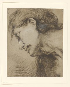 Hosszú hajú férfi fej, balra néz alkotó: Lucas Franchoys (attributed to)