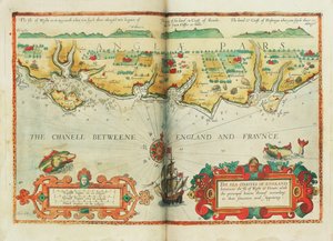 Anglia tengeri partjai a Wight-sziget és Dover között, a fő kikötőkkel, helyzetük és megjelenésük szerint, 1588 körül (térkép)