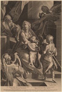 A Szent Család és a két angyal alkotó: Lucas Kilian, after Bartholomaeus Spranger